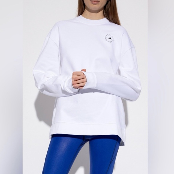 [STELLA MCCARTNEY FOR ADIDAS] Crewneck Sweatshirt French Terry White Size S NWOT - Picture 5 of 13